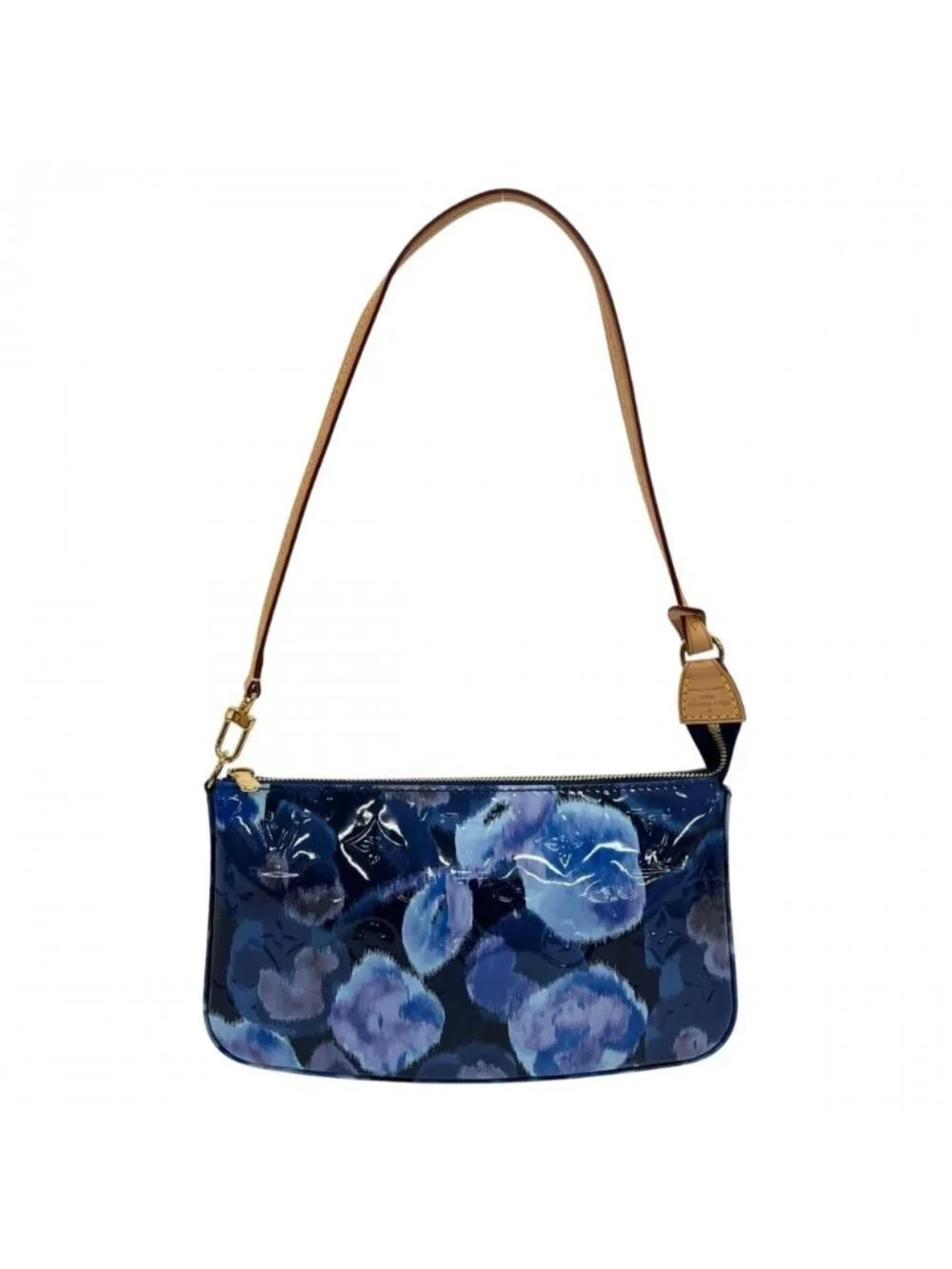 Louis Vuitton Monogram Vernis Accessoires Ikat Flower Shoulder Bag Blue Gold